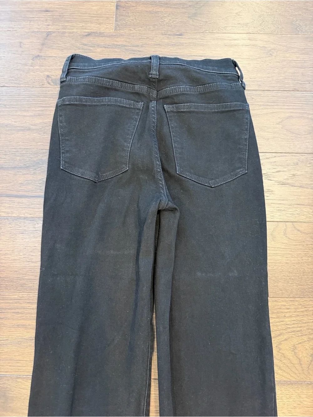 J. Crew Stovepipe Jeans Washed Black Raw Hem Straight Leg Size 25 - P33